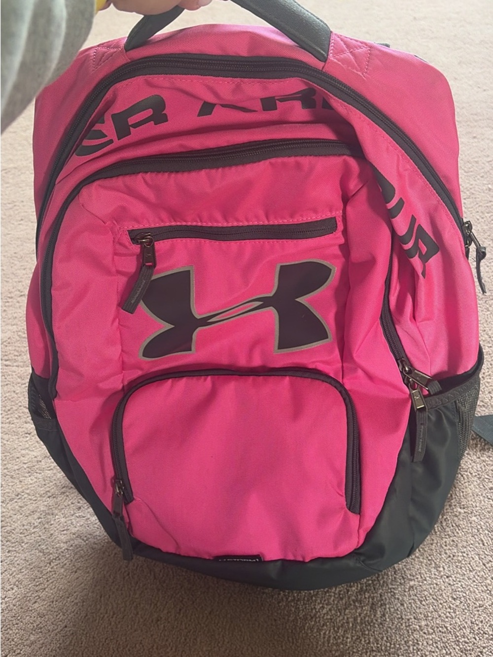 Under Armour Pink Logo Backpack with Black Accents
